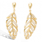 Les Tr&eacute;sors De Lily [R7150] - Boucles Plaqu&eacute; Or 'Sissi' rubis dor&eacute; - 33x10 mm (feuilles)