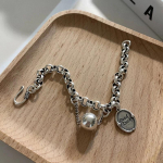 &bdquo;Foxanry&ldquo; antspaudo apyrankė Madinga roko hiphopo senovinė kūrybinė sėkmė, stora grandinėlė kutai, karoliukai vakarėliams papuo&scaron;alai Dovanos 18cm sidabras