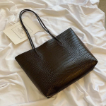 Moteri&scaron;kos rankinės Didelės talpos pirkėjo dizainerio rankinės moterims Madingi akmuo PU odos laisvalaikio prabangūs moteri&scaron;ki rankiniai ant pečių One Size ruda