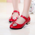 KPARK Infant Kids Baby Girls Crystal Bling Bowknot Single Princess Batai Sandalai 26 raudona