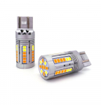 2 vnt W21/5W LED lemputė 7443 12-24V balta-oranžinė be klaidų