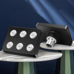 Auk&scaron;to slėgio mini du&scaron;as su vandeniu tekančiu aplink du&scaron;o galvutę, vandenį taupantys du&scaron;o vonios priedai, du&scaron;o galvutė juoda