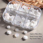 6 tinklelio kamelijos gėlių nagų ornamentas 3D rožė, vientisa balta Jade Aurora derva gėlių dėžutės dydis, mi&scaron;rus