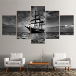 5 vienetai kra&scaron;tovaizdis juodai baltas auk&scaron;tas burlaivis Laivas Drobė Tapyba Plakatai ir spaudiniai Sieninės nuotraukos Namų dekoras Be rėmelio 40x60cm*2 40x80cm*2 40x100cm*1