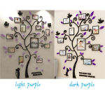Happy Tree nuotraukų rėmelis Medis 3D lipdukas Nuotraukų siena Svetainė Miegamasis &Scaron;iltas paveikslėlio medžio lipdukas Kūrybi&scaron;kas namų dekoravimas L &scaron;viesiai violetinė spalva