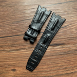 Natūralios odos laikrodžio dirželis skirtas AP 15703 Royal Oak Offshore Series 28mm * 22mm Juoda Ruda Mėlyna Raudona Laikrodžių apyrankės vyri&scaron;kos With rosegold buckle juoda/gryna