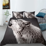 Vilko teminis patalynės komplektas su gyvulinio ra&scaron;to pūkų antklode ir pagalvės užvalkalu 2/3 mikropluo&scaron;to audinio dalių, plaunamų ir greitai džiūstančių namų puo&scaron;menų AU King 210x240cm
