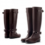 Madingi auk&scaron;ti lietaus batai sagtis Raudonas užtrauktukas Korėjos vandens batai Moteri&scaron;ki vandeniui atsparūs batai lietaus batai sniego batai dviratininko batai 41 ruda