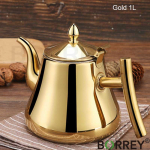 BORREY 1L/1.5L/2L nerūdijančio plieno kavinukas auksinis arbatinukas su filtru metaliniu arbatos virduliu dujinė viryklė indukcinė viryklė vandens virdulys Gold(1L)