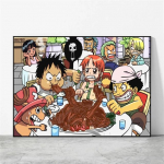Drobės meno sienų tapyba Vienetinis Luffy Anime pudingo rinkinys Kalėdų dekoracijų spaudiniai ir spaudiniai 21cm&times;30cm NoFrame