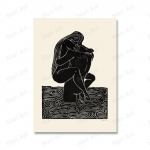 Seksualaus kūno moterys ir vyrai pie&scaron;ia nuogas poras ant vandens drobės Sienų meno plakatų spausdinimas Svetainė 21cm&times;30cm NoFrame