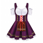 Moteri&scaron;kas &bdquo;Oktoberfest&ldquo; kostiumas Vokietijos Bavarijos &bdquo;Dirndl&ldquo; alaus tarnaitė puo&scaron;ni suknelė S-4XL 3XL violetinė