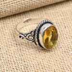 Nuostabus citrino brangakmenis 925 sterlingų sidabro rankų darbo papuo&scaron;alų žiedas dovana mamai 9 geltona