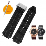 &bdquo;Hublot&ldquo; dirželiui BIG BANG laikrodžio apyrankė, nerūdijanti sagtis, nemokama vyri&scaron;ka priemonė Nauja tikros karvės odos guminė laikrodžio apyrankė 26*19 mm ruda juoda 26X19mm black clasp