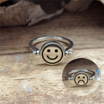 Sukamieji dvipusiai &scaron;ypsenėlės liūdno veido žiedai moterims, vyrams, sukamieji, kovojantys su stresu, nerimo žiedas Unisex pir&scaron;tų žiedas Draugystės papuo&scaron;alai 6