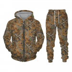 Rudens ir žiemos klevo lapai kamufliažiniai 3D sportiniai kostiumai su užtrauktuku Vyri&scaron;ki Lauko Žvejyba Stovyklavietės Medžioklės rinkiniai Unisex Streetwear Kostiumai XL