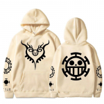 Fashion Anime One Piece Hoodie Laisvas Unisex Hoodie Law Printing Megztinis ilgomis rankovėmis 3XL smėlis