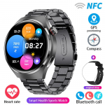 Skirtas Android Watch 4 Pro NFC Smart Watch Men GPS Tracker AMOLED 360*360 HD Screen BT Call Waterproof SmartWatch 2024 steel