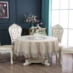 Nauja kaimi&scaron;ka lininė staltiesė Balta pastoracinio stiliaus staltiesė apvali nėriniuota staltiesė 220Round