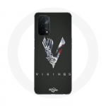 Coque pour Oppo A74 5G Vikings S&eacute;rie Saison 6 logo V Ep&eacute;e Gris Fond Noir