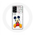 Coque pour Samsung Galaxy A13 5G Mickey Mouse Fleurs C&oelig;urs