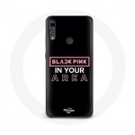 Coque pour Huawei P30 Lite Blackpink in Your Area Logo Rose Fond Noir juoda