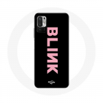 Coque pour Xiaomi Redmi Note 10T 5G Blink Fandom Blackpink Logo Rose Fond Noir