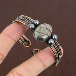 Natural Stingray Coral Handmade Copper Wire Wrap Cuff Bangle Adjustable k8s78