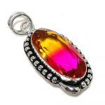Natural Bi-Color Tourmaline Gemstone 925 Sterling Silver Pendant 2.29 r3o90