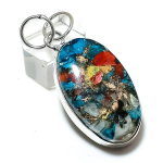 Natūralus dygliuotas austrių brangakmenis, rankų darbo 925 sterlingų sidabrinis pakabukas 2,05 colio h4d14