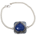 Natural Sodalite Gemstone Handmade 925 Sterling Silver Bracelet 7-8 f0b23