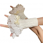 1 pora pir&scaron;tinių Lanko dekoro nėriniai megzti raukiniai kra&scaron;tai susukti tekstūra elastiniai mink&scaron;ti pir&scaron;tai netikri rankogaliai Lolita stiliaus Cosplay gotikiniai JK drabužių priedai juoda