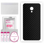 apgo Protective Skin Sticker for the back compatible with Meizu M3, Wrap Film, Foil, Vinyl - Pattern Carbon Black