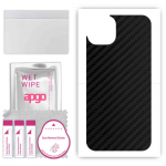 apgo Protective Skin Sticker for the back compatible with Apple iPhone 15, Wrap Film, Foil, Vinyl - Pattern Carbon Black