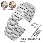 Auk&scaron;tos kokybės nerūdijančio plieno laikrodžio apyrankė, skirta Casio Tissot Seiko Citizen metalo plok&scaron;čio/lenkto galo dirželio apyrankės laikrodžio grandinėlė 20 mm 22 mm 20mm