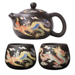 Arbatinukas Kinijos drakonas Phoenix Auspicious Zisha Clay Gongfu arbatos virdulys biriai arbatai Rankų darbo arbatos puodai su unikaliu spalvą keičiančiu efektu