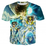Nauji madingi &scaron;aunūs 3D Saint Seiya marginti mar&scaron;kinėliai, laisvalaikio stiliaus mar&scaron;kinėliai Anime Saint Seiya Vyri&scaron;ki/moteri&scaron;ki gatvės aprangos mar&scaron;kinėliai trumpomis rankovėmis XL