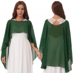 Moteri&scaron;kos vestuvinės pelerinos &Scaron;ifoninės auk&scaron;tos žemos skaros, gūžčioja pečiais nuotakos ilga skara ir įvyniojimai One Size tamsiai žalia spalva