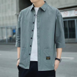 Didelio dydžio retro darbo drabužių vyri&scaron;ki mar&scaron;kiniai pavasariui ir rudeniui ilgomis rankovėmis, laisvi kasdieniai vyri&scaron;ki pavasariniai &scaron;varkai M pilka spalva