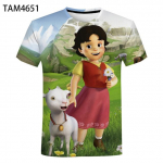 Harajuku Classic Heidi Anime 3D spausdinimas Pigūs ir patogūs berniukų ir mergaičių mar&scaron;kinėliai Vasaros laisvalaikio mielas personažas puiku S