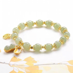 Žemės rie&scaron;utų apyrankė Moteri&scaron;ka Hetian Jade Temperamento apyrankė su karoliukais 17cm