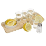 Service &agrave; tequila planche en bois et 6 verres shooter