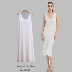 Didelio dydžio, visi&scaron;kai slystančios suknelės moterims, plonos besiūlės ledo &scaron;ilko vasarinės apatinės sijoninės suknelės be rankovių vidinė liemenė 5XL M Weight(40-45kg)