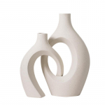 Beveik baltos ir juodos tu&scaron;čiavidurių keraminių vazų rinkinys i&scaron; 2, apvalios modernios vazos &Scaron;iaurės stiliaus dekoro Boho vazos, skirtos namų svetainei, dekoratyvinis kavos staliukas, 28 cm balta