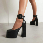Moteri&scaron;ki itin auk&scaron;takulniai batai storos platformos stambūs kulnai D'Orsay batai 42 juoda