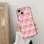 Pink Sakura Flower Cartoon telefono dėklas, skirtas iPhone 14 11 12 Pro 8 7 Plus X Pro MAX 13 MINI XR XS SE 2020 Mink&scaron;ti animacinių filmų telefono dangteliai iphone 14 plus