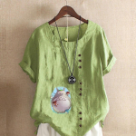 Moteri&scaron;ka mada, mar&scaron;kinėliai trumpomis rankovėmis su animacinių personažų spauda, laisvi medvilniniai mar&scaron;kiniai, kasdieni&scaron;ka laisva vasarinė palaidinė, vir&scaron;ūnės, dideli dydžiai S rožinė