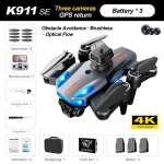Naujas K911 SE GPS dronas profesionalus dvigubos HD kameros kliūčių i&scaron;vengimo 5G Wifi Fpv be&scaron;epetėlis variklis sulankstomas keturkopterio dovanų žaislas 3 X Battery