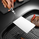 Nerūdijančio plieno BBQ lėk&scaron;tės grilio grandiklis blynų mentelė su medine rankena