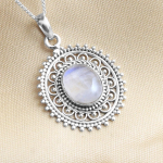 Moonstone Moteri&scaron;kas kaklo karoliai, gryni 925 sterlingų sidabro puikūs papuo&scaron;alai balta